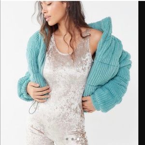 Teal urban outfitters fluffy corduroy puffer coat
